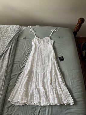 White Tie-Shoulder Maxi Dress